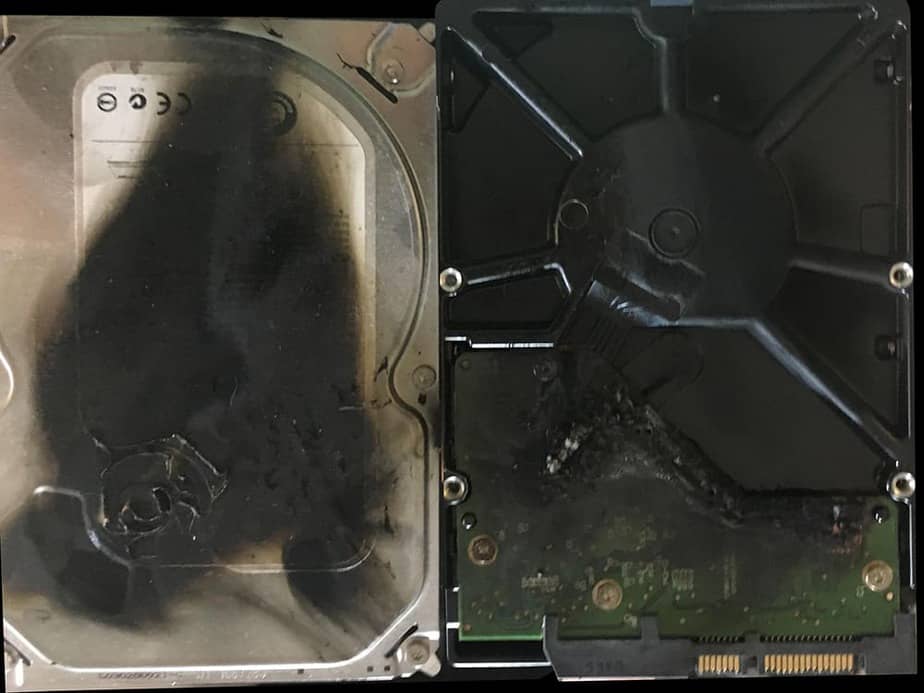 hard drive with fire damage